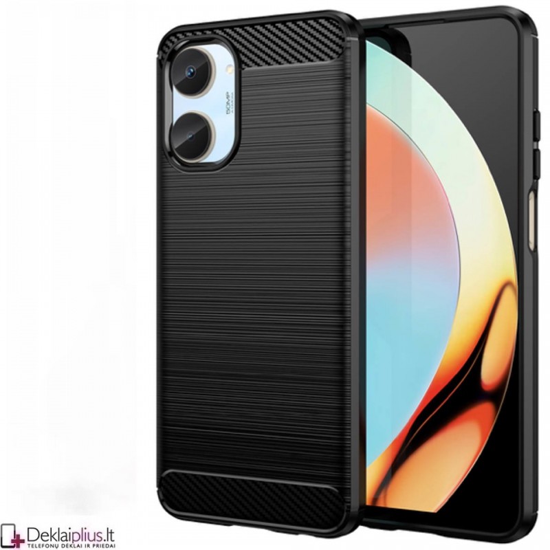 Carbon guminis dėklas - juodas (Realme 10) Carbon guminis dėklas - juodas (Realme 10)